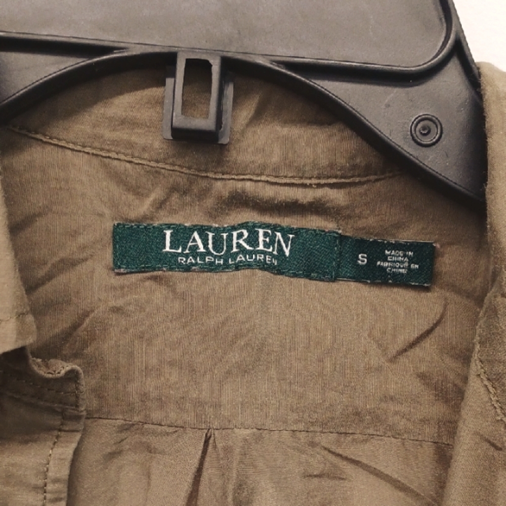 Lauren Ralph Lauren Sz S Olive Shirt Light Cotton.